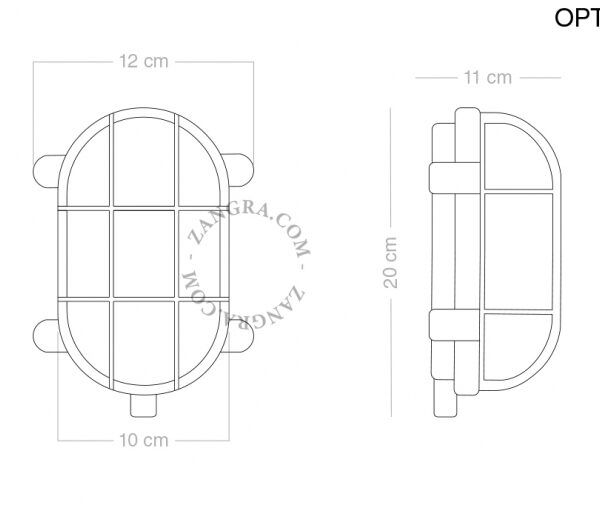 Zangra zilverkleurige scheepslamp buiten afmetingen klein model