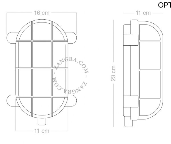 Zangra zilverkleurige scheepslamp buiten afmetingen groot model